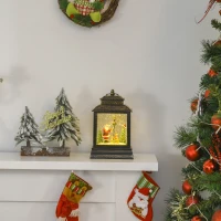 HOMCOM Decorazione Natalizia Lanterna con Babbo Natale, Giochi di Luce e Musica, Alimentazione USB, Bronzo(m-2)