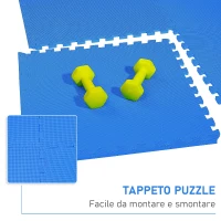 HOMCOM Tappeto gioco bimbi 60x60cm Set 8 Pezzi, materiale isolante, resistente all'umidità Blu(m-6)