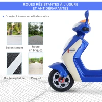HOMCOM Moto Scooter électrique pour Enfants 6 V env. 3 Km/h 3 Roues et topcase Effet Lumineux et sonore Bleu(m-7)