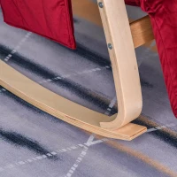 HOMCOM Sedia a Dondolo in Legno con Poggiagambe Regolabile e Tasca Portaoggetti, per Relax o Allattamento, Rossa(m-9)