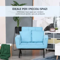 HOMCOM Divano Letto 2 Posti con Letto Singolo, Arredamento Moderno per Soggiorno e Ufficio, 87x69x69cm, Blu(m-7)