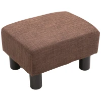 Homcom Pouf Poggiapiedi Imbottito in Legno Massello Marrone 40 x 30 x  24cm(m-1)