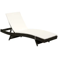 Outsunny Lettino Sedia a Sdraio Prendisole da Giardino Spiaggia in Alluminio Polyrattan Portata 180 kg Marrone(m-1)