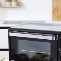 HOMCOM Fornetto Elettrico 28L Timer e Temperatura Regolabile, 3 Modalità di Cottura e Accessori, 1600W, 48.6x36.3x32cm, Argento Nero(m-9)