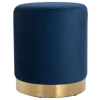 HOMCOM Pouf Design Rotondo, Poggiapiedi Cilindrico Blu con Base Oro e Seduta Imbottita, Casa/Negozio, Ф36x42cm-Max 120kg(m-4)