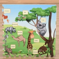 HOMCOM Tappeto Puzzle per Bambini 24 Pezzi Impermeabile con Fondo Antiscivolo, Schiuma EVA con Copertura 9㎡ Multicolore(m-9)