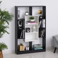HOMCOM Mobile Libreria a Muro, Design Moderno e Antiribaltamento in Legno Bianco e Nero, per Casa, Ufficio, 95x22x150cm(m-2)