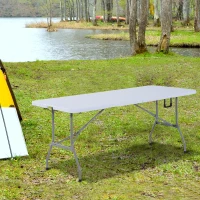 Outsunny Tavolo Pieghevole da Picnic Tavolino da Giardino Campeggio Portatile in PE 180x 74x 74cm Bianco(m-2)