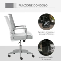 Vinsetto Sedia da Ufficio Ergonomica Girevole con Altezza Regolabile, Ruote e Braccioli, 59x61x95.5-105cm Grigio(m-4)