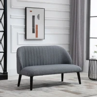 HOMCOM Divano 2 Posti Compatto in Tessuto con Gambe in Legno, Arredamento Moderno per Casa e Ufficio, Grigio, 114x57x70cm(m-2)