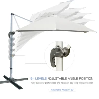 Outsunny Ombrellone a Sbalzo 3 x 3m con Rotazione 360°, in Alluminio e Poliestere anti UV, per Giardino/Esterni, 2.96×2.96×2.65m, Bianco(m-5)