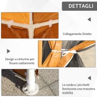 Outsunny Tenda Gazebo da Giardino Pieghevole con Zanzariera, Struttura in Metallo Copertura PE, 395x295cm, Marrone(m-6)