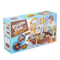 HOMCOM Nave dei Pirati Giocattolo per Bambini, Giochi per Mare e Giardino con 26 Accessori Inclusi, 45.5x30x57.5cm(m-9)