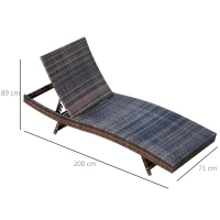 Outsunny Lettino Sedia a Sdraio Prendisole da Giardino Spiaggia in Alluminio Polyrattan Portata 180 kg Marrone(m-3)