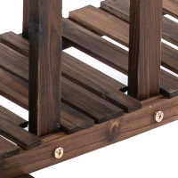 Outsunny Plantenrek plantenstandaard bloementrap met vier treden massief hout verkoold(m-9)