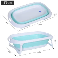 HOMCOM Vaschetta Bagnetto Neonato Pieghevole con Piedini Antiscivolo, Vasca Bagnetto per Bambini 0-3 Anni, 80x48x21cm, Verde(m-3)