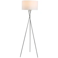 HOMCOM Elegante Lampada da Terra a Treppiede con Paralume in Tessuto Bianco e Gambe Intrecciate, Lampadine E27 Φ48 x 162cm(m-5)