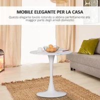 HOMCOM Tavolo da Pranzo Rotondo Multiuso Effetto Marmo Φ70cm Bianco(m-6)