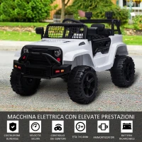 HOMCOM Macchina Elettrica per Bambini Jeep Fuoristrada con Telecomando, 2 Velocità 3-5km/h e USB, Bianco, 99.2x66.6x66.6cm(m-4)