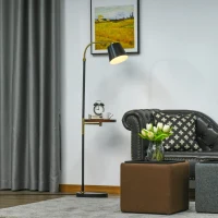 HOMCOM Lampada da Terra con Ripiano Ф29.5cm per Lampadine E27 da 40W, in Metallo - Nero e Oro(m-2)