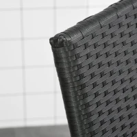 Outsunny Transat bain de soleil pliable style colonial inclinaison réglable multipositions accoudoirs roues résine tressée 4 fils noir(m-8)