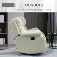 HOMCOM Poltrona Relax Reclinabile a 150°, Girevole e con Poggiapiedi, Similpelle PU e Metallo, Bianco, 90x101x102cm(m-6)