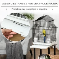 PawHut Gabbia per Uccelli in Metallo e Plastica con Maniglia di Trasporto e Vassoio Estraibile, 51x40x67cm(m-6)