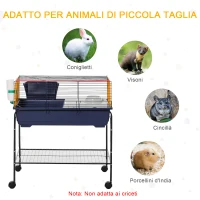 PawHut Gabbia per Conigli Porcellini d'India e Piccoli Animali con Struttura Rialzata, Ruote Girevoli e Accessori Inclusi 78x44x91cm(m-7)