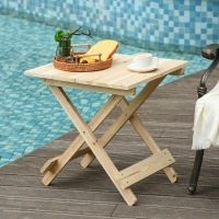 Outsunny Tavolo da Picnic in Legno, Tavolino da Giardino o da Esterno Pieghevole e Portatile, 50x50x51cm(m-2)