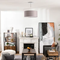 HOMCOM Lampadario Moderno a Sospensione con LED Dimmerabili e 3 Colori di Illuminazione, 59x59x44cm, Grigio Chiaro(m-4)