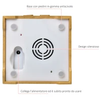 HOMCOM Diffusore di Aromi Oli Essenziali per Ambienti Fino a 15-18㎡, Vaporizzatore a 2 Modalità con 7 Luci Colorate, Bambù 200Ml(m-7)