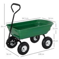 DURHAND Carrello Rimorchio a Mano da Giardino Portata 250kg 108×50×84 cm(m-3)