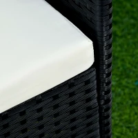 Outsunny Salotto da Giardino con Tavolo, 2 Poltrone e Divano 2 Posti, Set Mobile da Giardino in Rattan PE con Cuscini, Nero e Bianco(m-10)