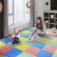 HOMCOM Tappeto Puzzle Gioco per Bambini Cameretta 32 Pezzi in EVA Morbido Ecologico Atossico Colorato 63×63cm(m-2)