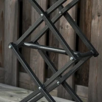 Outsunny Tavolino Pieghevole da Giardino in Metallo e PE, Altezza Regolabile su 4 Livelli, Nero e Bianco, 64x46x34-64cm(m-9)