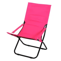 Outsunny Fauteuil de jardin camping pliable dim. 86L x 61l x 94H cm métal époxy anticorrosion noir tissu oxford rose(m-1)