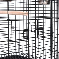 PawHut Gabbia per Uccelli, Canarini e Volatili, Voliera per Pappagallini in Metallo Nero con Ruote 53x53x153cm(m-8)