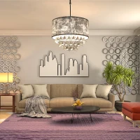 HOMCOM Lampadario Moderno a Sospensione in Cristallo con Altezza Regolabile, 44 Pendenti in Vetro, Illuminazione per Casa e Ufficio(m-2)