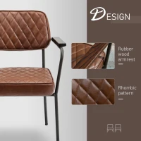 HOMCOM Set 2 Sedie Imbottite Stile Vintage in Acciaio Pelle Marrone per Sala da Pranzo(m-6)