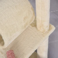 PawHut 121cm Tiragraffi per Gatti in Peluche Multi-attività con Amaca Condo Beige(m-9)