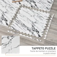 HOMCOM Tappeto Puzzle Morbido in EVA Antiscivolo con Effetto Marmo, 9 Pezzi e 18 Bordi, per Fitness e Cameretta, Area coperta 3.24m²(m-5)