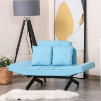 HOMCOM Divano Letto 2 Posti con Letto Singolo, Arredamento Moderno per Soggiorno e Ufficio, 87x69x69cm, Blu(m-2)