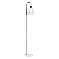 HOMCOM Lampada da Terra Moderna Paralume in Filo Metallico Palo in Metallo e Base in Marmo Ф25x152cm Nero Argento Bianco(m-1)