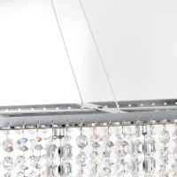 HOMCOM Lampadario Moderno a Gocce, 128 Pendenti in Cristallo e Base in Metallo, 7 Attacchi E14 40W, 80x20x130cm Argento(m-8)