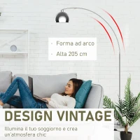 Homcom Lampada da Terra ad Arco con Paralume Regolabile in Acciaio con Base Rotonda in Marmo(m-6)