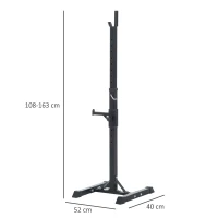 HOMCOM Rack Palestra Regolabile in Altezza su 12 Livelli, Rack Squat in Acciaio, Supporto Bilanciere Max 150KG, 52x48x108-163 cm, Nero(m-3)