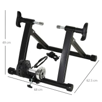 HOMCOM Rullo per Bici con 8 Livelli di Resistenza Magnetica, Pieghevole per Allenamento a Casa, Metallo 68x62.5x49cm, Nero(m-3)
