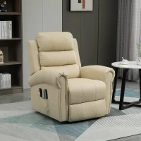 HOMCOM Poltrona Reclinabile Alzapersona in Ecopelle Massaggiante e Riscaldante con Sollevatore Automatico e Telecomando(m-2)