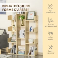 HOMCOM Bibliothèque étagère de rangement en arbre séparation design contemporain dim. 96L x 30l x 150H cm panneaux particules aspect chêne clair(m-4)