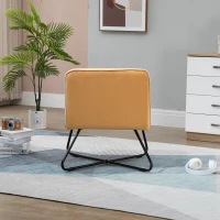 HOMCOM Poltrona in Velluto Stile Nordico Senza Braccioli, Poltroncina da Camera con Base in Metallo Incrociata, 55x69x68cm, Giallo(m-7)